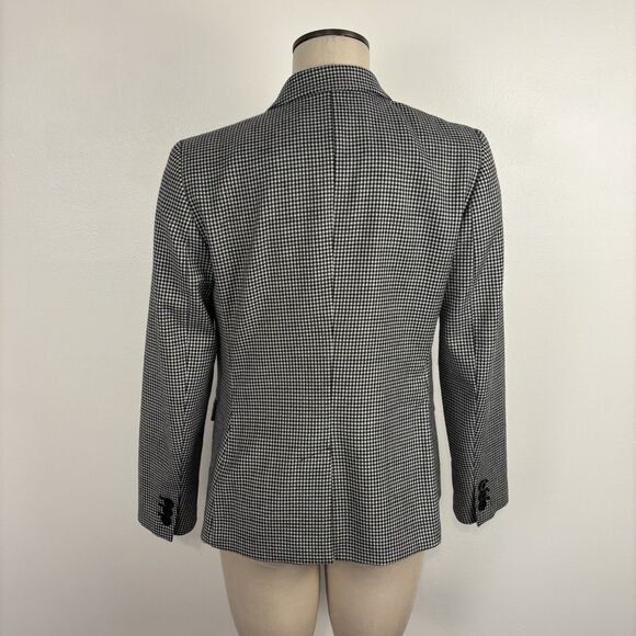 Talbots Womens 6 Blazer Black White Check Classic Wool Blend Preppy Career Basic - Picture 5 of 9